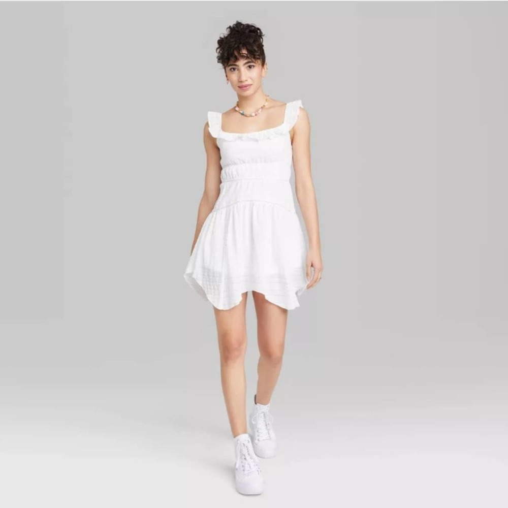 Wild Fable Women's Ruffle Tiered Dress - White Size S NWOT